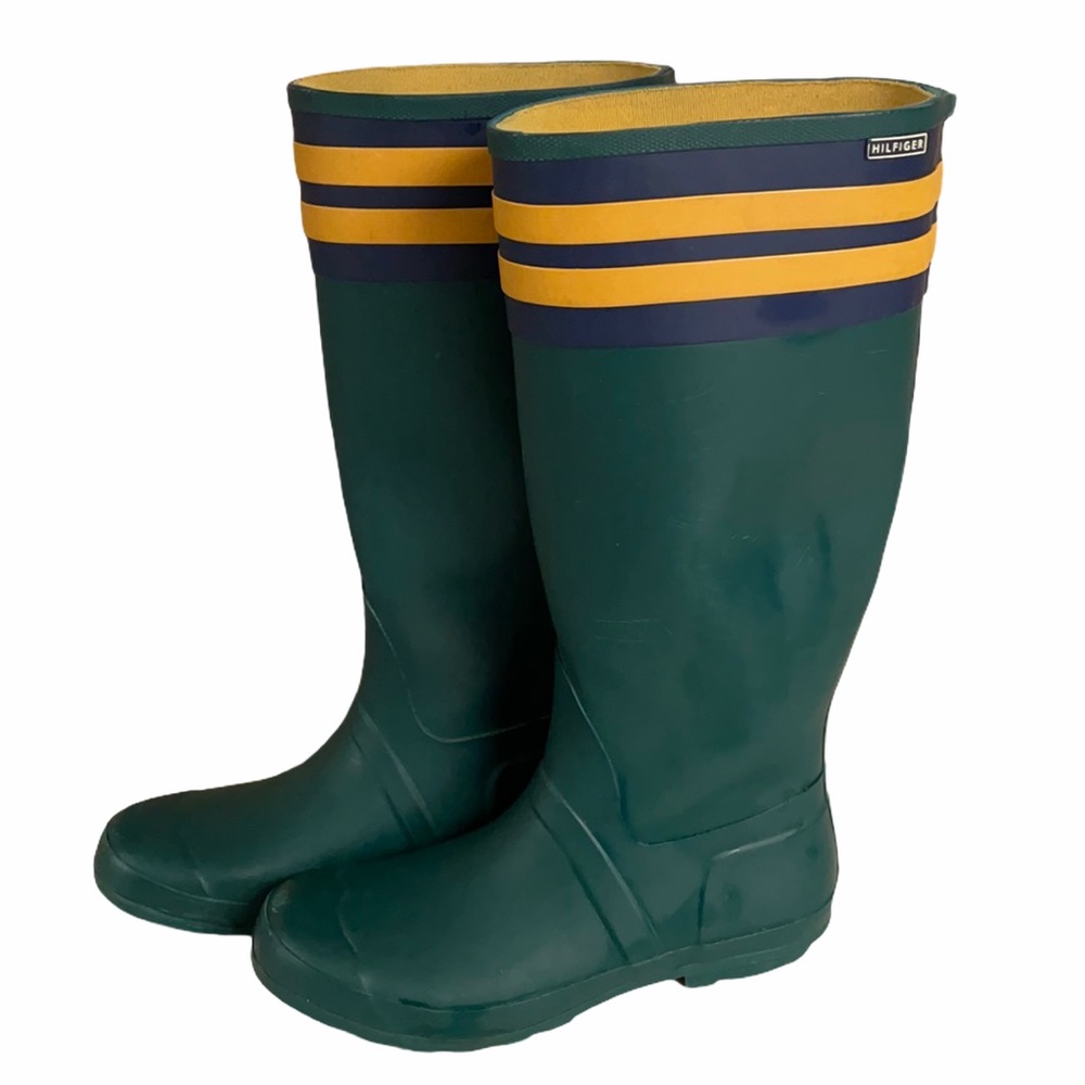 Tommy Hilfiger Tall Green Rubber Rain Boot